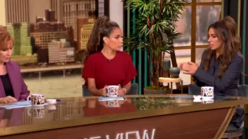 Theory Long Sleeve Pleated Shirtdress worn by Alyssa Farah as seen in The View on September 24, 2024