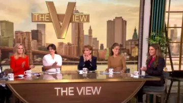 Favorite Daughter The Favorite Pinstriped Blazer worn by Alyssa Farah as seen in The View on September 25, 2024