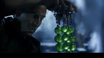 Movie setting of The Rock: VX Gas pearl handled carefully by Stanley Goodspeed (Nicolas Cage)