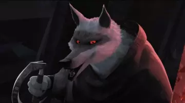 Costumes of Puss in Boots: The Last Wish: Wolf (Wagner Moura) is using death scythe