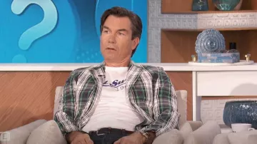 Brooks Brothers Regent Abrigo deportivo a cuadros de algodón Seersucker Madras de corte clásico usado por Jerry O'Connell como se vio en The Talk el 25 de septiembre de 2024