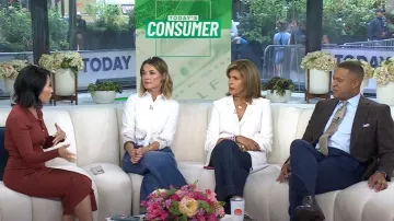 Dolce & Gabbana Chemise boutonnée en dentelle florale en blanc optique portée par Savannah Guthrie comme on le voit dans Today le 27 septembre 2024