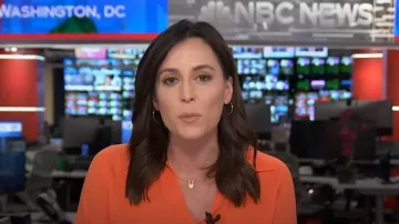 T Tahari Split Neck Long Sleeve Shirt worn by Hallie Jackson as seen in Today on September 30, 2024