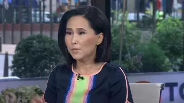 J. Crew Striped Color Block Silk Blend Top worn by Vicky Nguyen as seen in Today on September 30, 2024