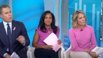 Banana Republic Franci Cashmere Padded-Shoulder Top worn by Sheinelle Jones as seen in Today on October 1, 2024