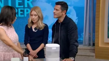 Officine Generale Mathieu Suede Jacket worn by Mark Consuelos as seen in LIVE with Kelly and Mark on September 26, 2024