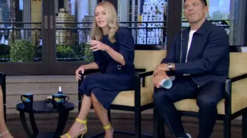 Chloe Belted Elbow Length Crepe Midi Dress worn by Kelly Ripa as seen in LIVE with Kelly and Mark on September 18, 2024