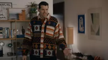 Coût De La Liberté Tommy Hairy Striped Oversized-Fit Shirt worn by Sasha Roklov (Timothy Simons) as seen in Nobody Wants This (S01E05)