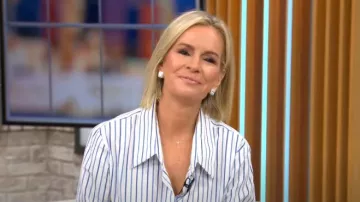 Dries Van Noten Celina Striped Cotton Shirt worn by Jennifer Ashton as seen in CBS Mornings on September 27, 2024