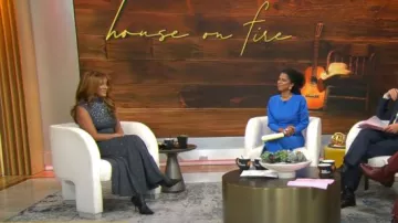 Maje Ristrassy Rhinestone Knit Maxi Dress worn by Mickey Guyton as seen in CBS Mornings on September 25, 2024