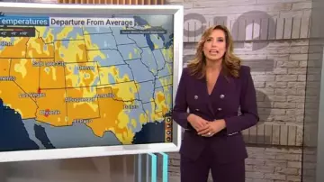 Veste Veronica Beard Miller Dickey en aubergine foncé portée par Stephanie Abrams comme on le voit dans CBS Mornings le 23 septembre 2024