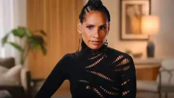 Mugler Cutout Turtleneck Jersey Top worn by Racquel Chevremont as seen in The Real Housewives of New York City (S15E01)