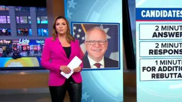 Generation Love Hudson Crepe Blaze in Hot Pink worn by Mary Bruce as seen in Good Morning America on October 1, 2024