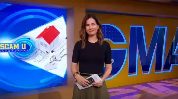 Ceinture Triomphe Celine Medium portée par Rebecca Jarvis vue dans Good Morning America le 26 septembre 2024