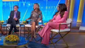 Gabriela Hearst Rhein Wide Leg Pants in Watermelon worn by Niecy Nash as seen in Good Morning America on September 25, 2024