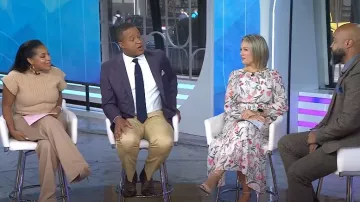 Pantalones de pierna ancha Talbots Knit usados por Sheinelle Jones como se ve en Today el 4 de octubre de 2024