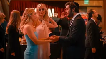 Alex Perry Callan Strapless Stretch-Crepe Midi Dress worn by Joanne (Kristen Bell) as seen in Nobody Wants This (S01E10)