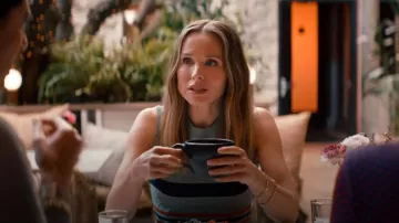 High Sport Annette Cropped Striped Jacquard-Knit Cotton-Blend Vest worn by Joanne (Kristen Bell) as seen in Nobody Wants This (S01E10)