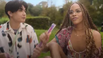 South Beach Print Chiffon Maxi Kaftan in Multi worn by Elle Argent (Yasmin Finney) as seen in Heartstopper (S03E01)