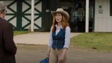 Paige Antonella Denim Vest worn by Margaret Devereaux (Dana Delany) as seen in Tulsa King (S02E02)