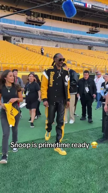 Snoop Dogg wears Steelers Varsity Jacket for Steelers-Dallas Cowboys game on October 6, 2024 at Acrisure Stadium in Pittsburgh