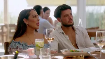 Esmerelda" Boho Ruffle Skirt and Top Co-ord in Blue worn by Sophie Kasaei as seen in The Only Way Is Essex (S3401)