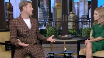 Bode Dunham Plaid Double Breasted Sport Coat worn by Jake Shields as seen in LIVE with Kelly and Mark on October 3, 2024