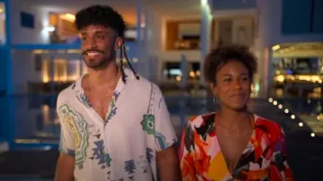 Fashion Nova Beach Is Calling Short Sleeve Button Up Multi Color worn by Ramses Prashad as seen in Love Is Blind (S07E06)