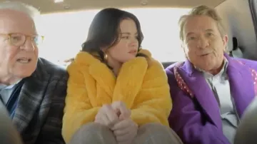 Forever 21 Plush Cropped Coat worn by Mabel Mora (Selena Gomez) as seen in Only Murders in the Building (S04E06)