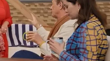 Wardrobe of Only Murders in the Building: Mabel Mora (Selena Gomez) wears Plaid Two Tone Top in season 4, episode 7