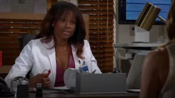 INC International Concepts V-Neck Faux-Leather Midi Dress worn by  Grace Buckingham(Cassandra Creech) as seen in The Bold and the Beautiful on October 3, 2024
