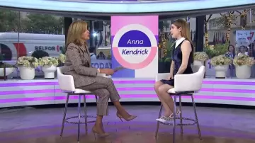Larroudé Brooks Pump in White Patent Leather worn by Anna Kendrick as seen in Today on  October 7, 2024