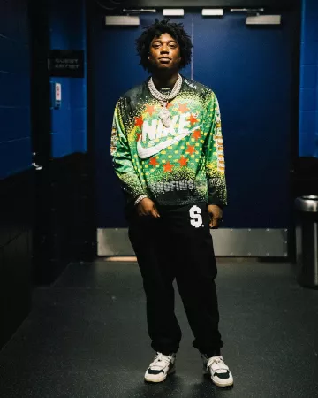 Pantalon de survêtement Supreme Black Dollar Sign porté par Fredo Bang sur le compte Instagram @fredobang