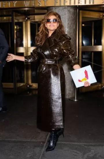 Stella McCartney Chunky Square Cat-Eye Sunglasses worn by Eva Mendes in New York City on September 18, 2024