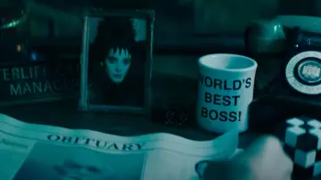 Furniture of Beetlejuice Beetlejuice: World's Best Boss! coffee mug used by Lydia Deetz (Winona Ryder) in the movie