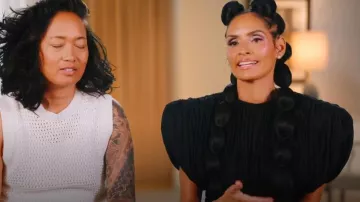 T-shirt Tatlin noir Rick Owens porté par Racquel Chevremont tel qu’on le voit dans The Real Housewives of New York City (S15E02)