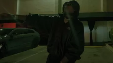 Chaqueta con capucha Balenciaga Black Leather 3B Sports Icon con capucha usada por Future in Future - SKI (Official Music Video)