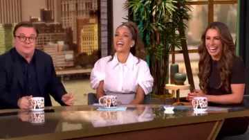 Alexander McQueen Camisa abotonada de popelina de algodón con mangas anudadas usada por Sunny Hostin como se vio en The View el 4 de octubre de 2024