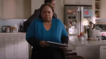 Chicos Colorblock Long Sleeve Cardigan worn by Dr. Miranda Bailey (Chandra Wilson) as seen in Grey's Anatomy (S21E03)