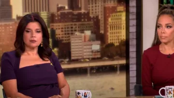 Roland Mouret Aubergine Twisted Heavy Cady Midi Dress worn by Ana Navarro as seen in The View on October 7, 2024