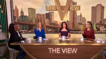 Ramy Brook Eden Cowlneck Top worn by Sara Haines as seen in The View on October 7, 2024