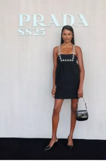 Prada Cleo Bag worn by Simone Ashley at Prada Show on September 19, 2024
