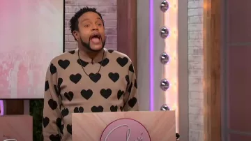 Forever 21 Heart Print Sweater worn by Jawn Murray as seen in Sherri on October 7, 2024