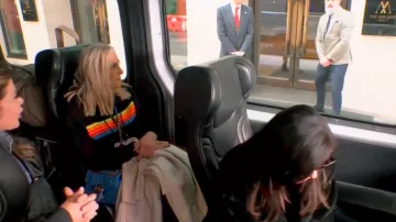 Aviator Nation 5 Stripe Relaxed Zip Hoodie worn by Gina Kirschenheiter as seen in The Real Housewives of Orange County (S18E14)