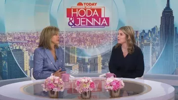 Veste Veronica Beard Miller Dickey en Blue Melange portée par Hoda Kotb comme on le voit dans Today with Hoda & Jenna le 14 octobre 2024