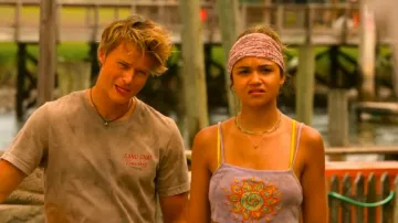 Urban Outfitters Purple Puff Paint Cami Top worn by Kiara Carrera (Madison Bailey) as seen in Outer Banks (S04E01)