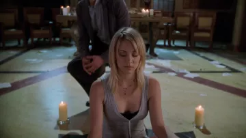 Outfits from Charmed TV series: Kaley Cuoco wears Loyandford Gray Tank Top to play Billie Jenkins in season 8, episode 22