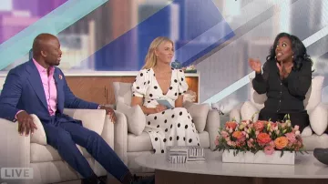 Reformation Naira Dress in Pluto Dot worn by Amanda Kloots as seen in The Talk on  October 7, 2024