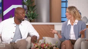 Reformation Clara Cashmere & Wool Crew Cardigan worn by Amanda Kloots as seen in The Talk on October 8, 2024