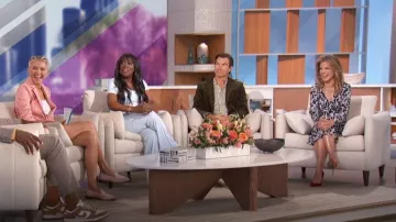 DvF for Target Wrap Dress in Sea Spots worn by Natalie Morales as seen in The Talk on October 9, 2024